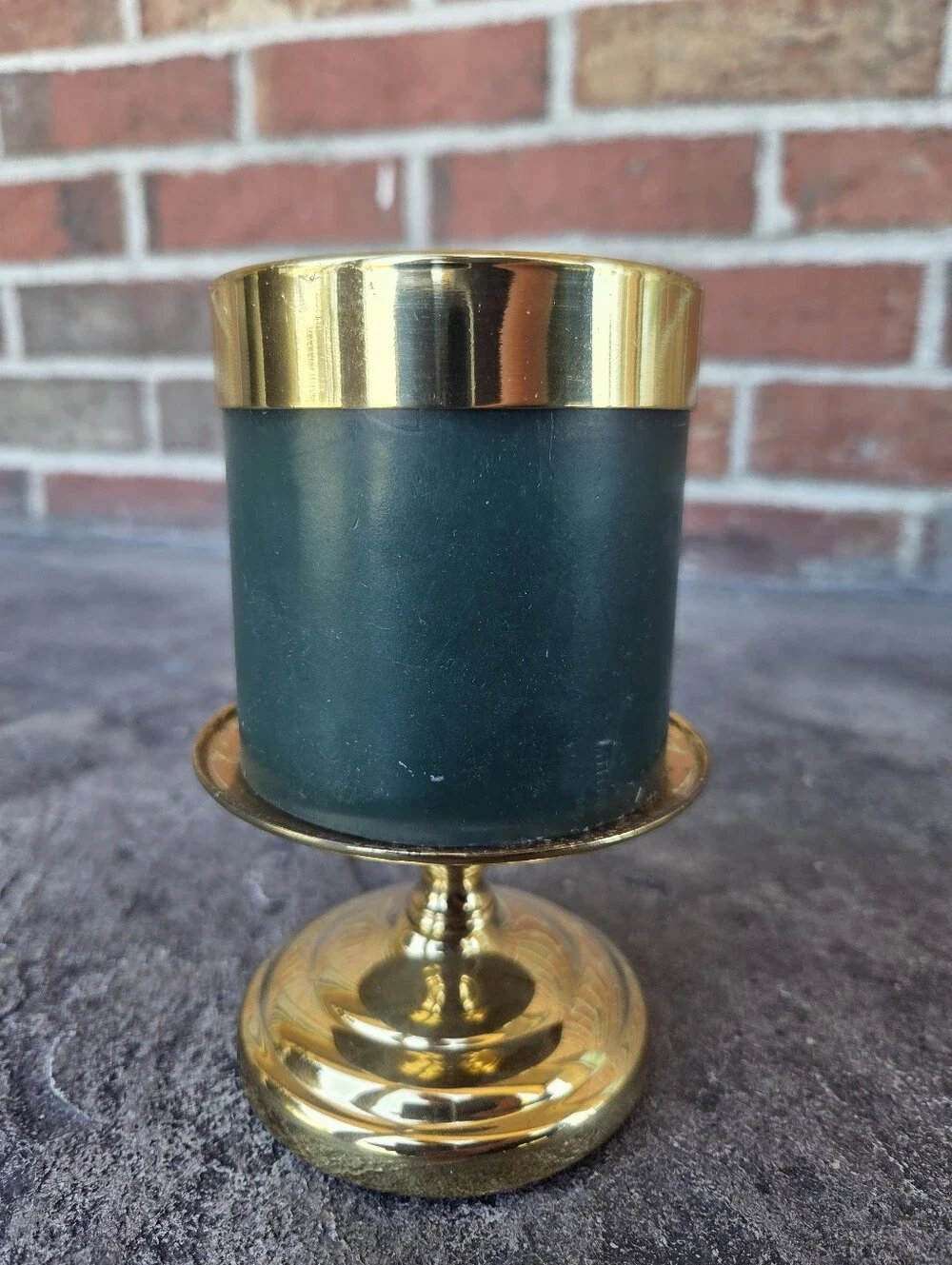 Vintage Copper Craft U.S.A. Polished Brass Pillar Candle Holder Collar BBW